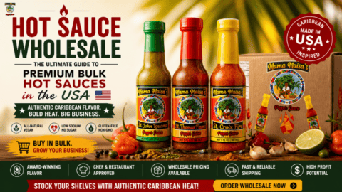 Premium hot sauce wholesale Scotch bonnet Caribbean flavor bulk bottles