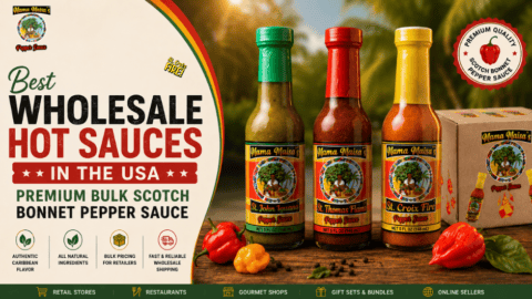Premium wholesale hot sauces with Caribbean Scotch bonnet pepper flavor