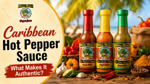 Caribbean Hot Pepper Sauce with Scotch Bonnet peppers and spices